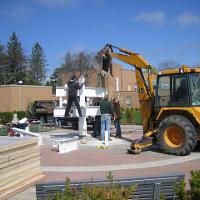 Welding & Construction Students with Grounds Crew Erect SSTS