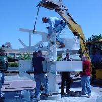 Welding & Construction Students with Grounds Crew Erect SSTS