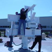 Welding & Construction Students with Grounds Crew Erect SSTS