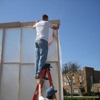 Construction Students Erect On-Site Paint Enclosure