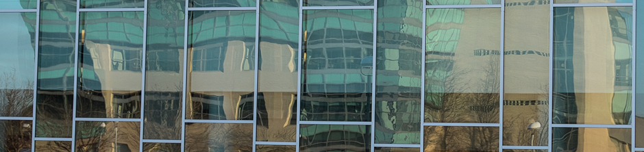 FLITE reflected in the new windows of the David L. Eisler Center