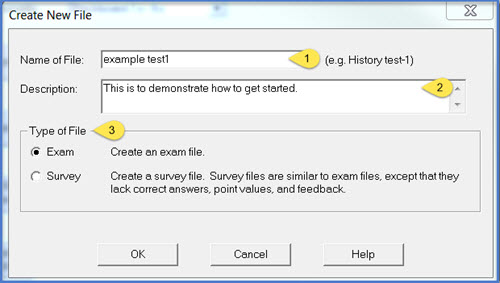 Image of dialog box to create a new file