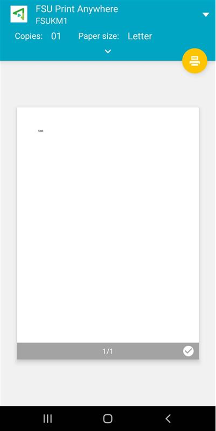 android printer selection screen