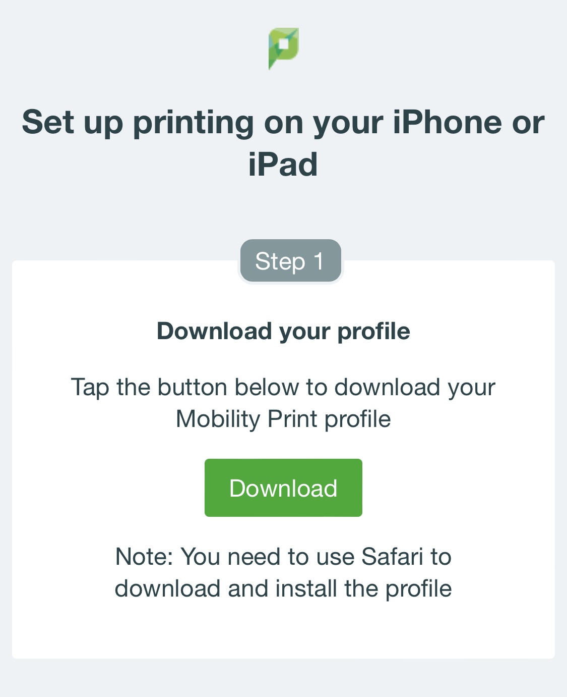ios mobile print download page