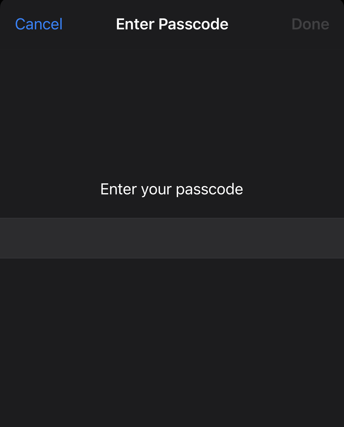 ios passcode popup