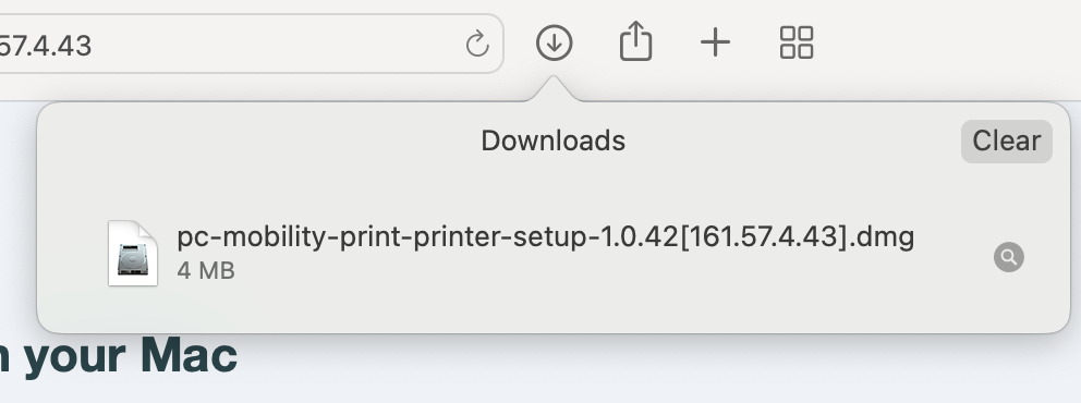 downloaded mobile print installation file