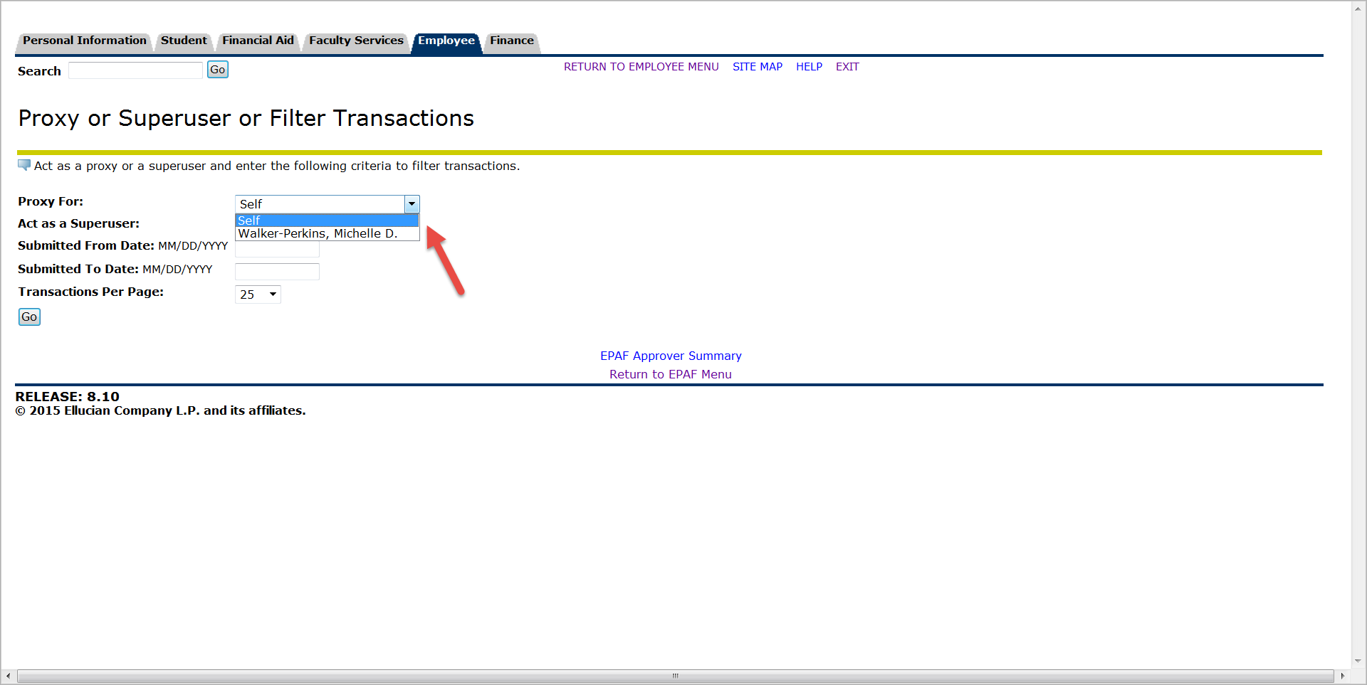 EPAF Proxy or Superuser of Filter Transactions