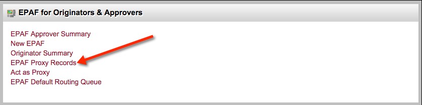EPAF for Originators & Approvers, EPAF Proxy Records