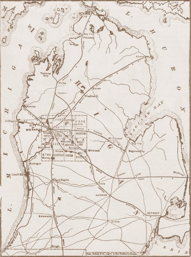 1883 Lower peninsula map