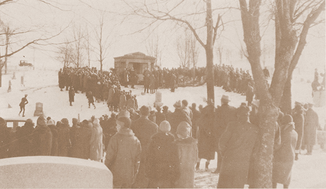 Students and community grieving at cemetery