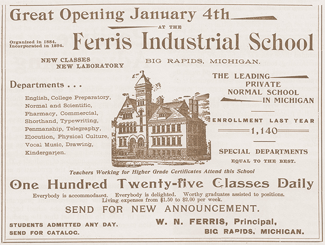 advertisement for the Ferris Industrial School