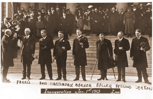 W.N. Ferris taking oath of office as governor