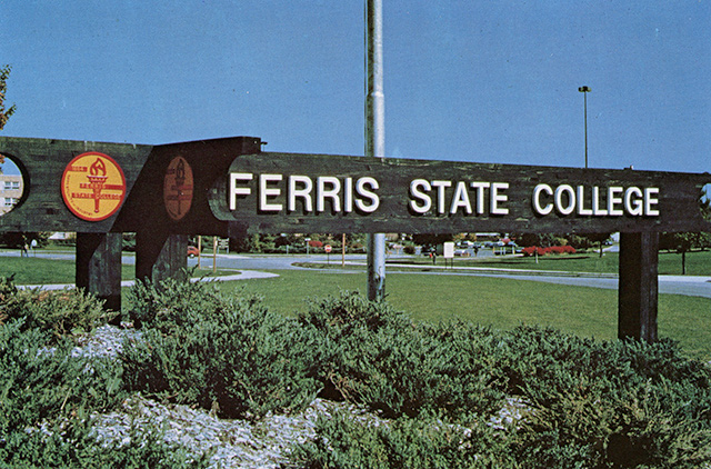 Ferris State College entrance sign