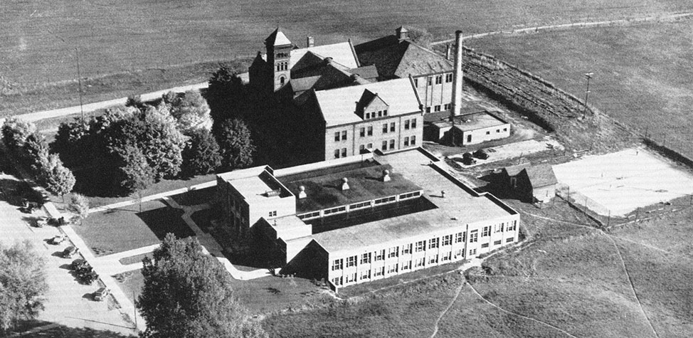 Historical aerial view of the Ferris campus
