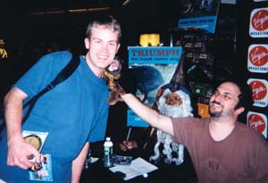 With comic Robert Smigel and Triumph the Insult Comic Dog at the Times Square Virgin Megastore