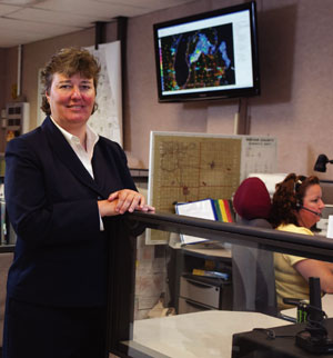 Teresa Szymanski on location at the Lansing, Michigan Police Department