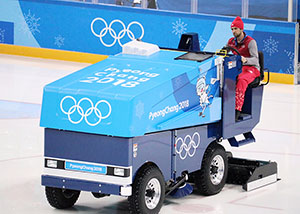 Adam Stirn riding a Zamboni