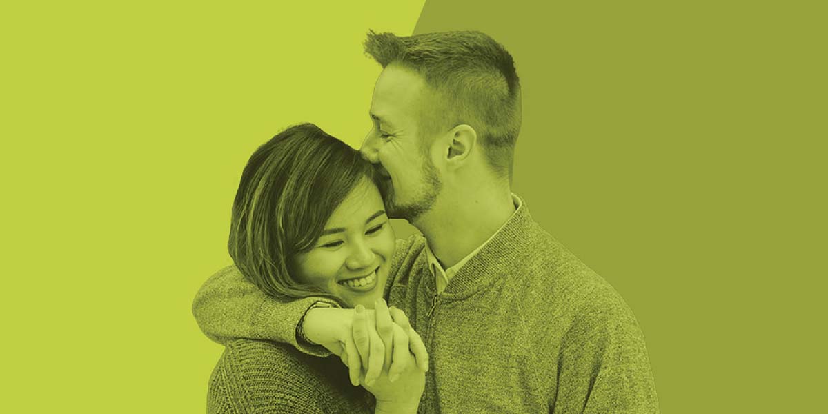 Couple looking at each other