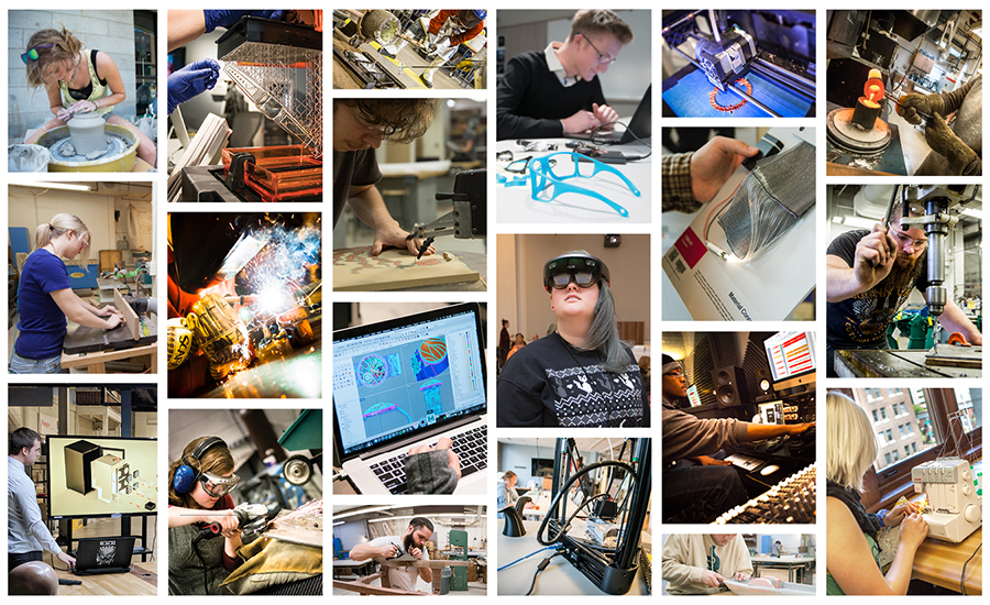 Students working with their hands in labs and other resource rooms