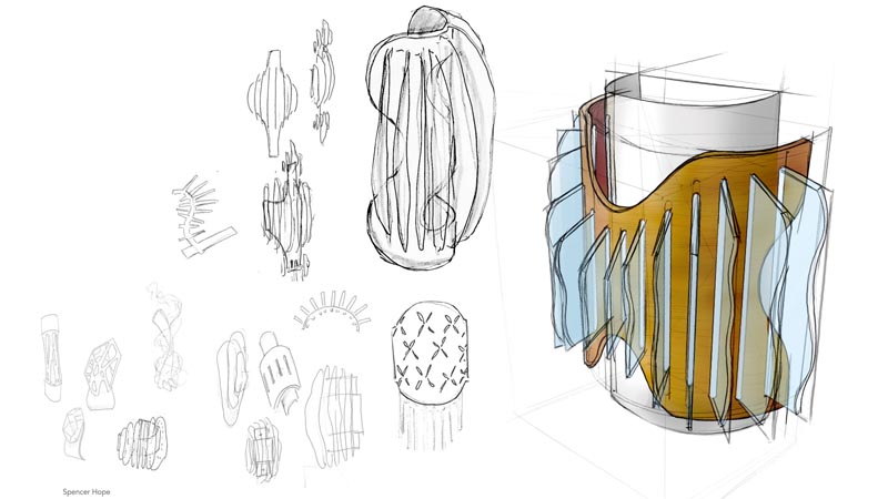 hand drawn sketches of a wall sconce