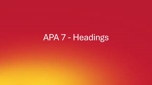 APA Headings Video Link image