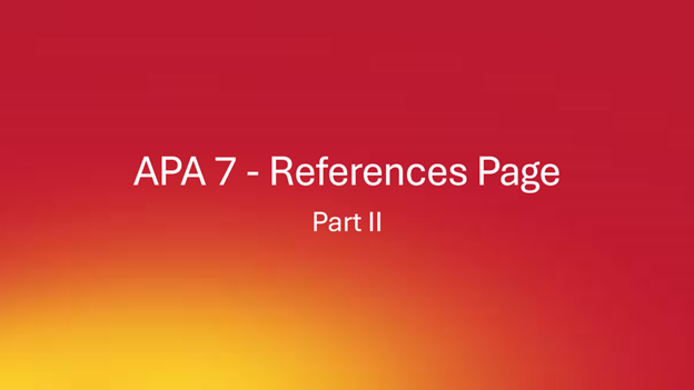 APA Reference Page Part 2 