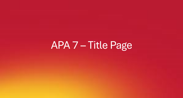 APA 7 Title Page