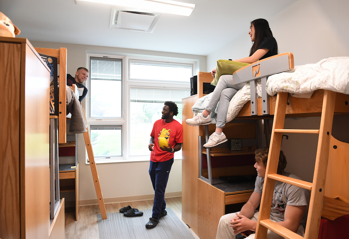 Students in residence hall at Ferris State University