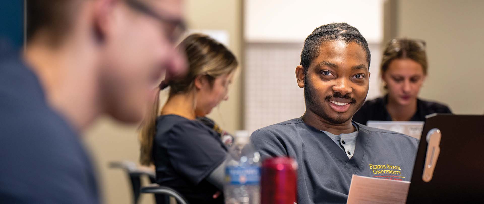 Nursing student in class at Ferris State University