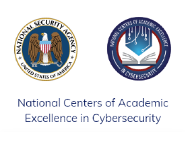 Nataionl Security Agency logo, National Center of Academic Excellence in Cybersecurity logo