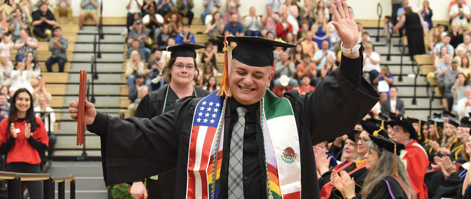 Student at a commencement ceremony