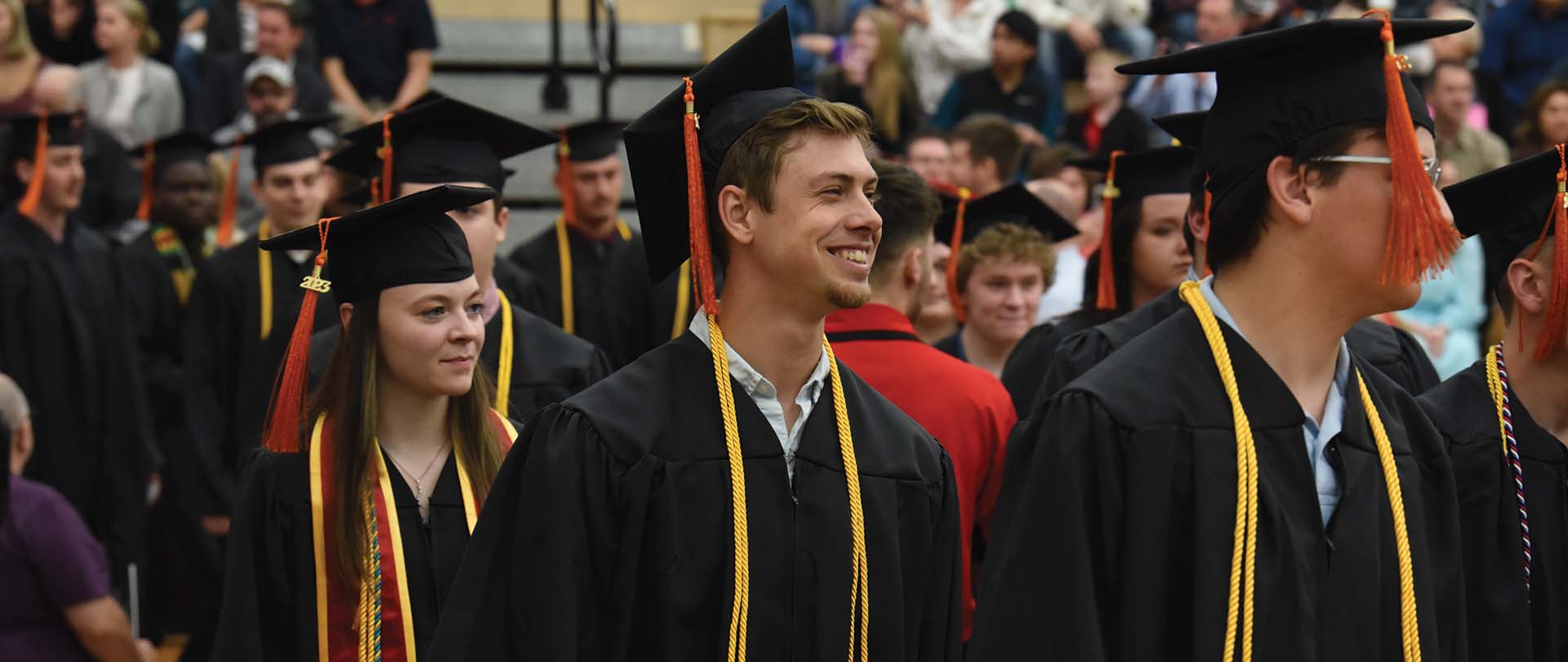 Students at a commencement ceremony