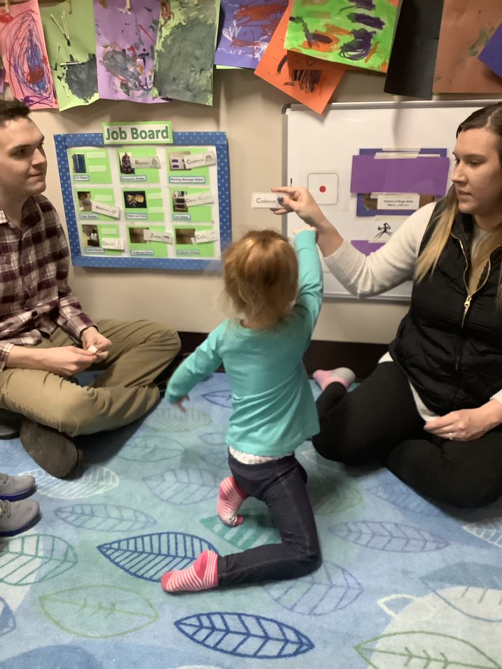 Preschooler at job board