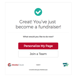 Become a Fundraiser personal information