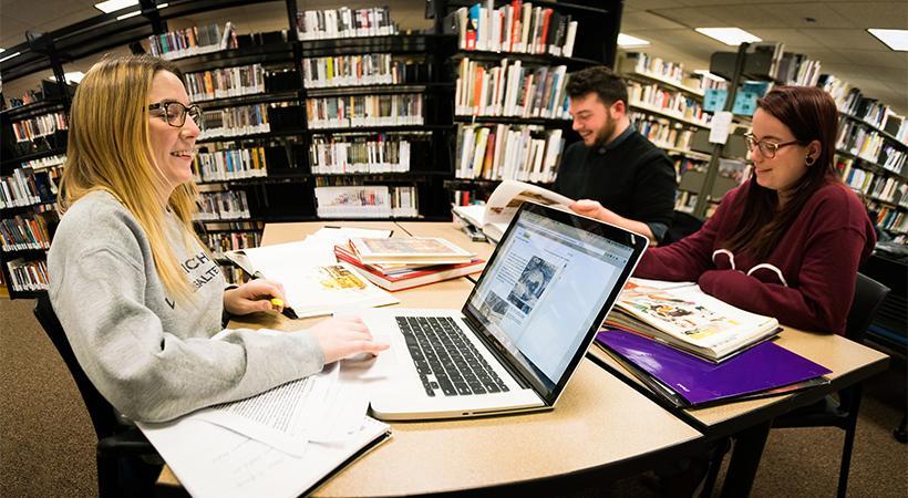 Students in the KCAD library