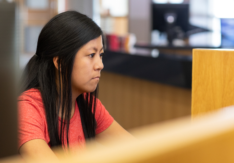 Student working on computer