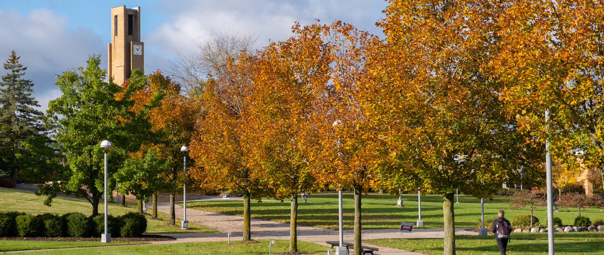 A fall scene on the campus of Ferris State University in Big Rapids, MI