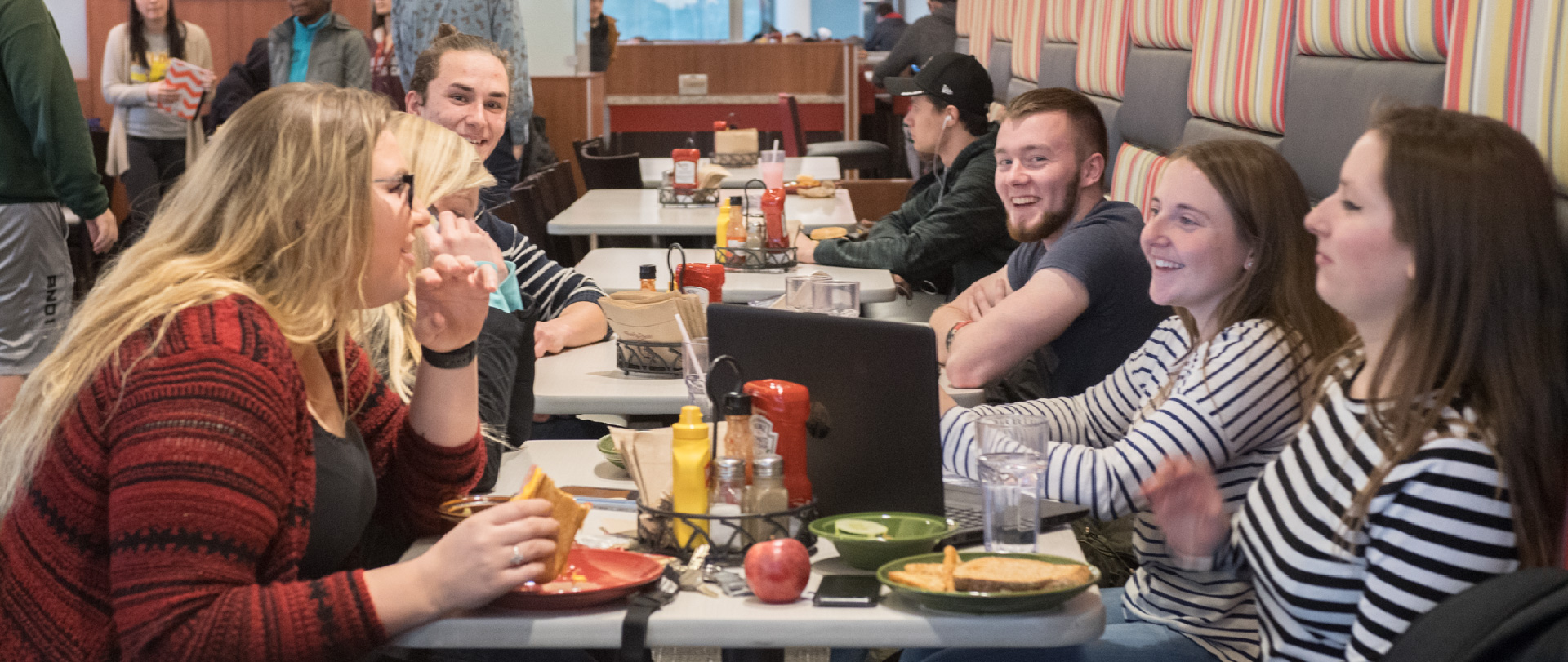 Students dining at the Quad Cafe on the campus of Ferris State University in Big Rapids, MI