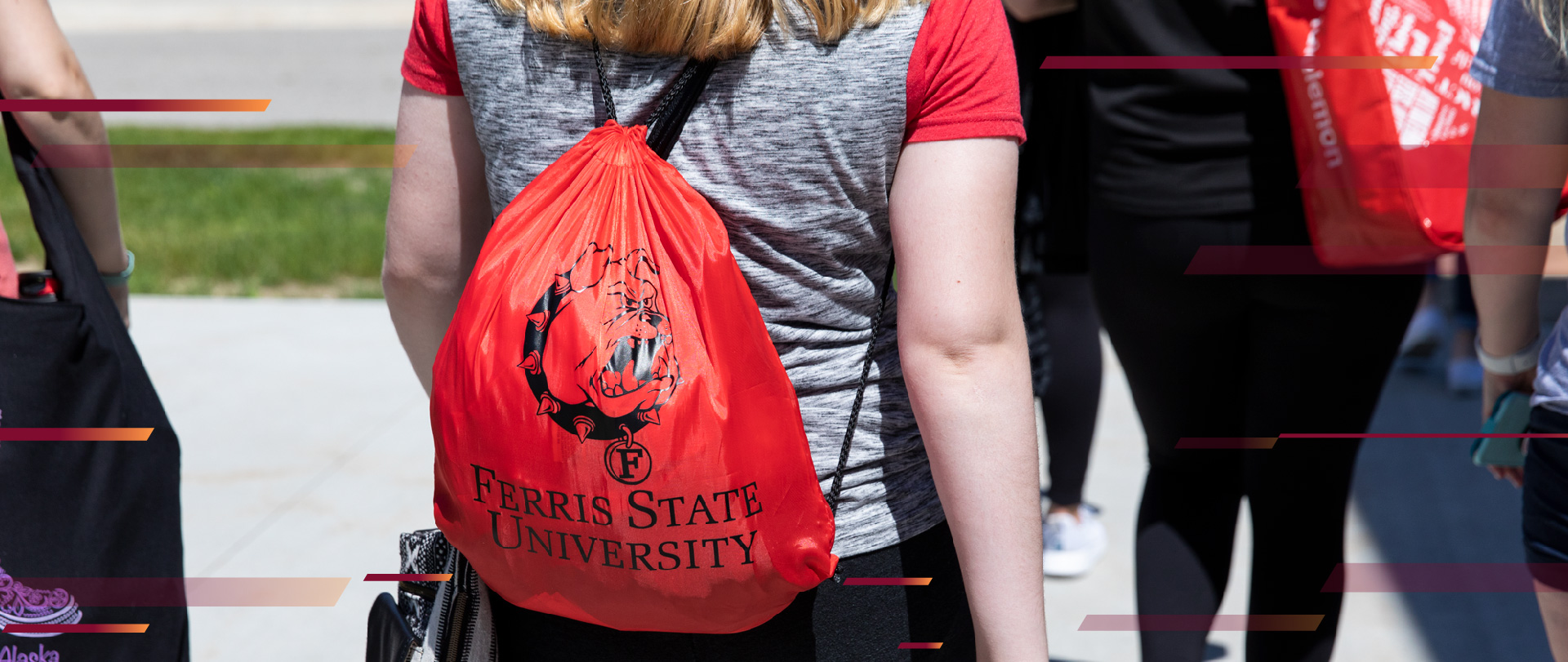 Student with Bulldog backpack