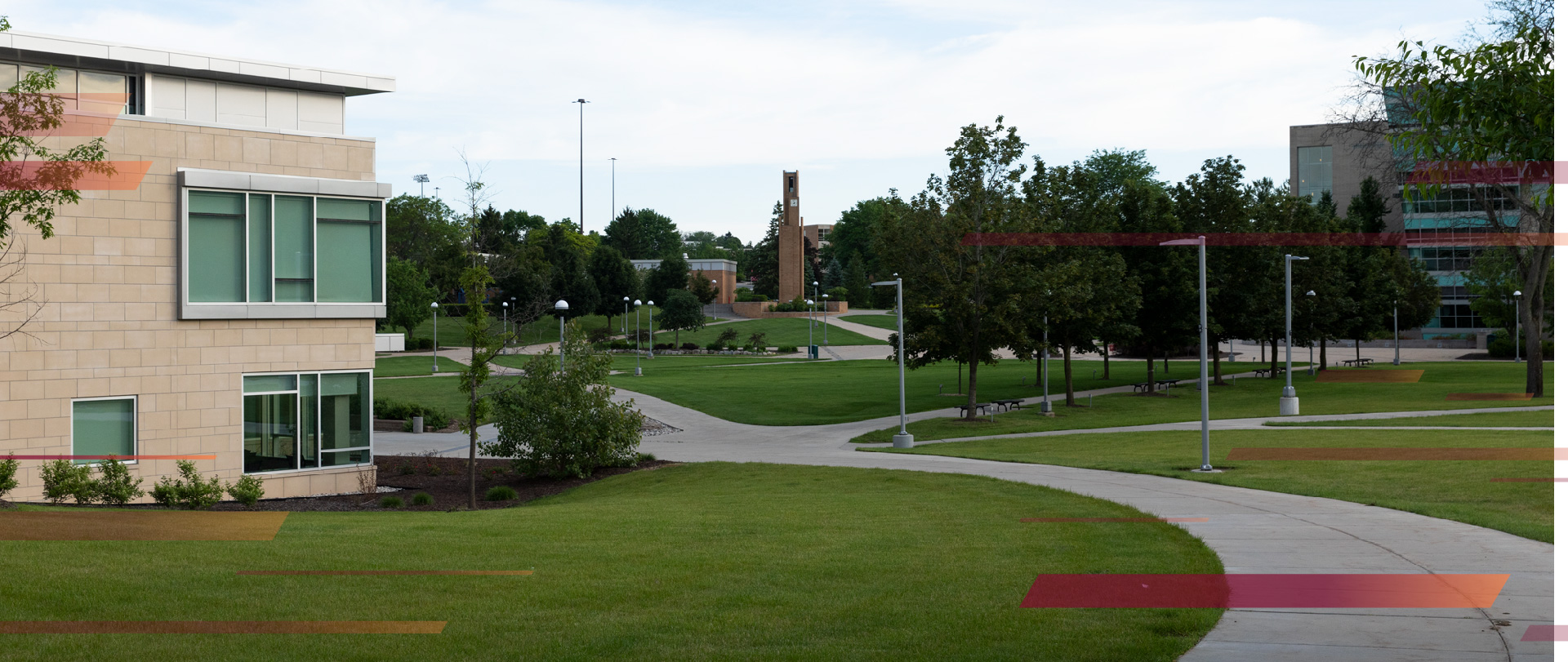 View of the quad on the campus of Ferris State University