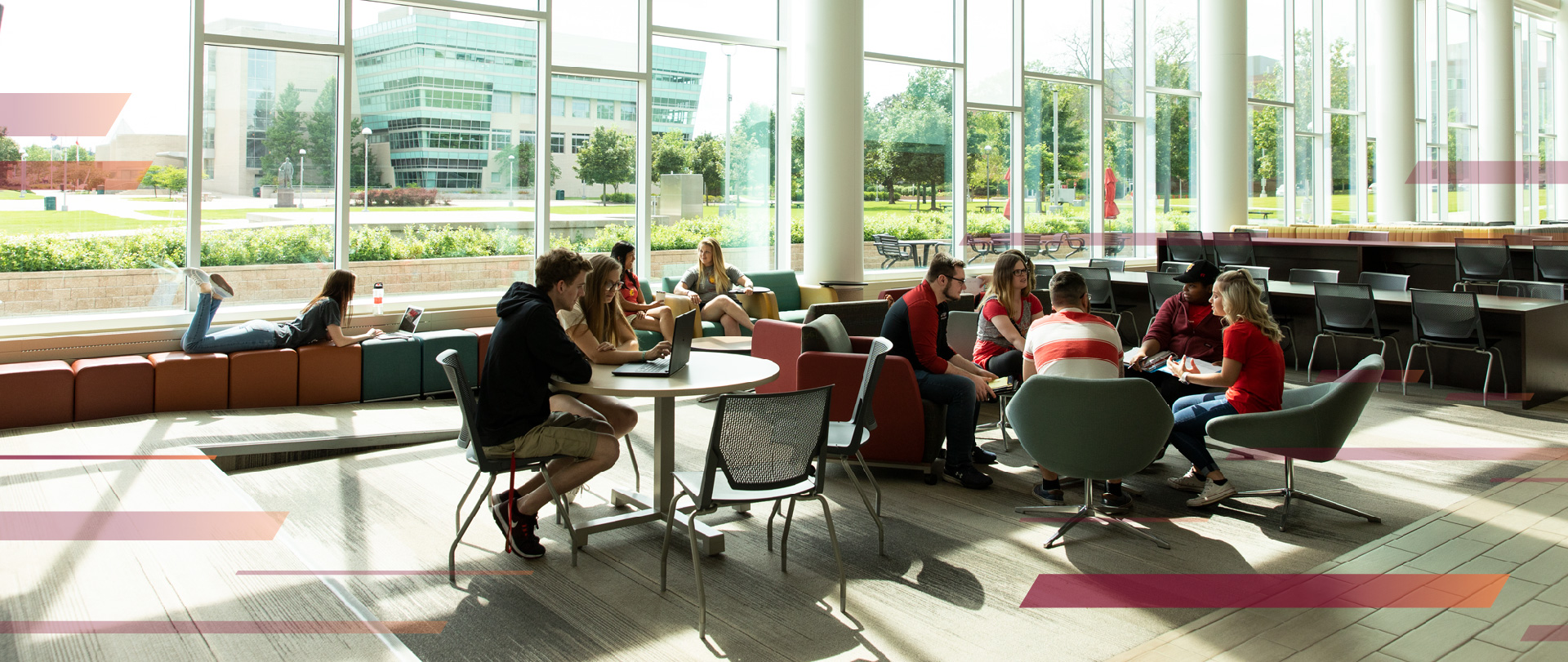 students around tables