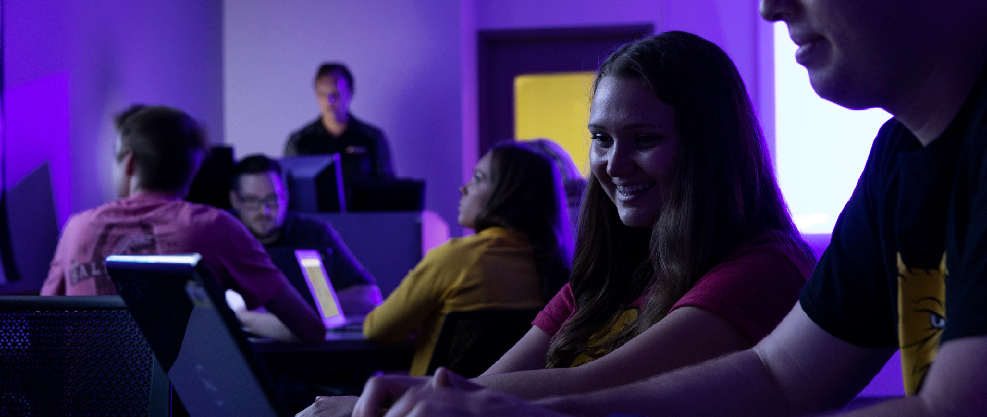 Students in a classroom with computers