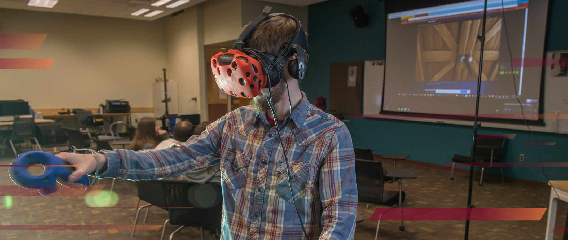 Student using virtual reality headset