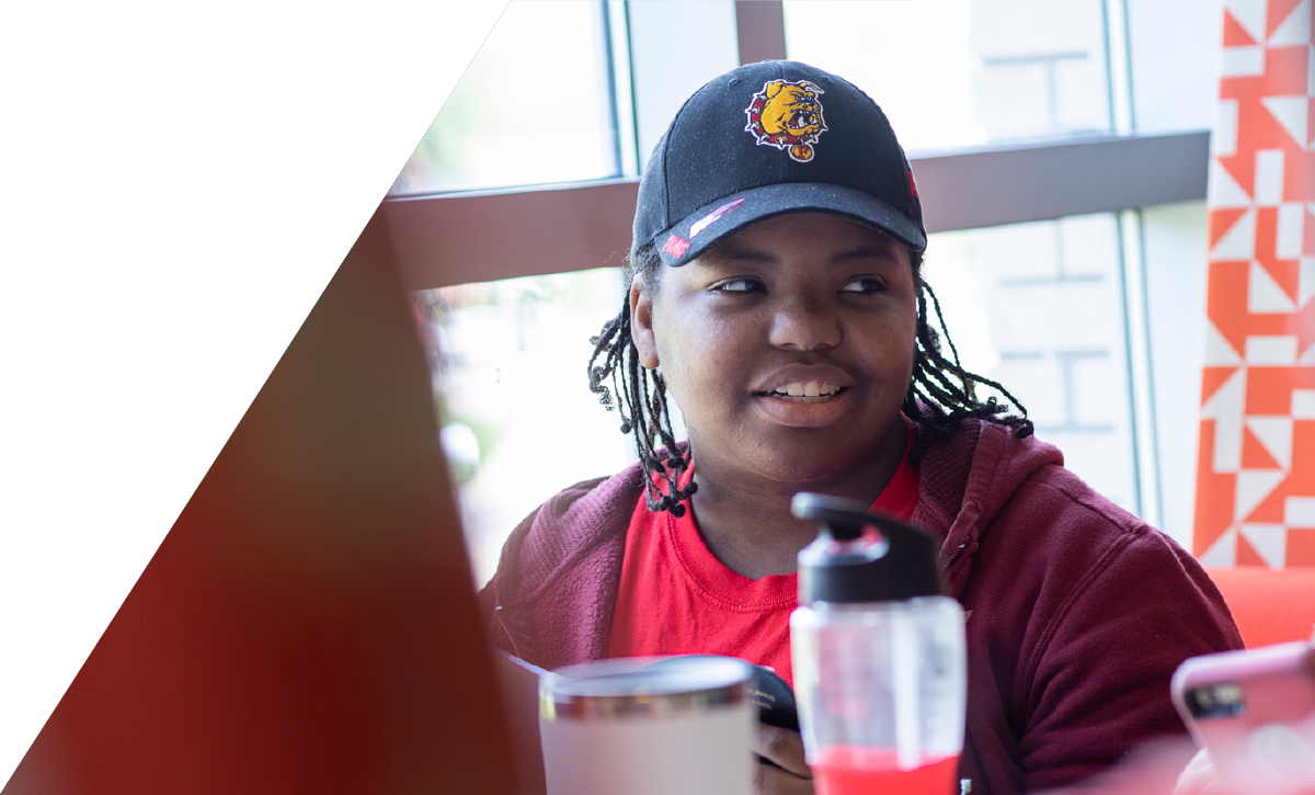 Ferris State University student in the David L. Eisler Center on the Big Rapids Campus