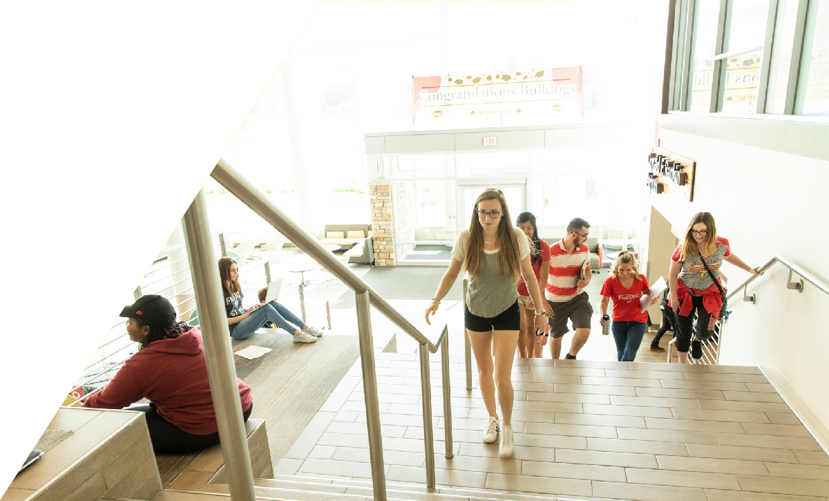 Students walking in the UC