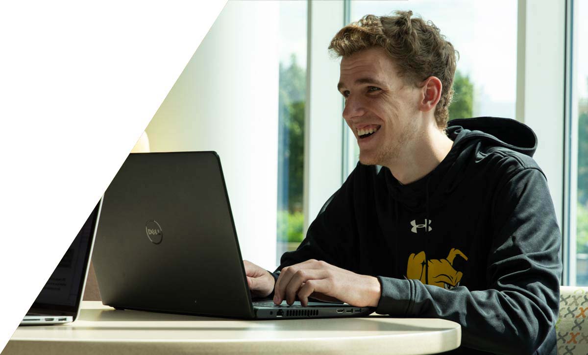 Student with computer