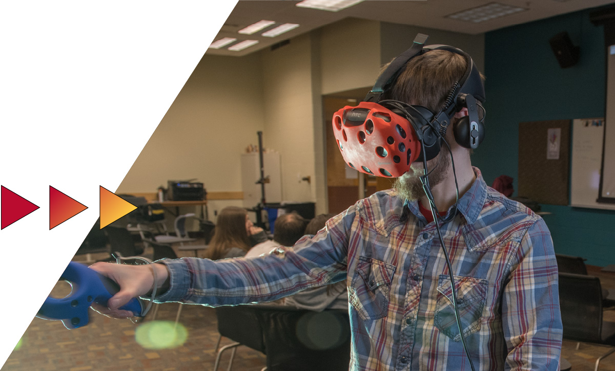 Student using a VR headset