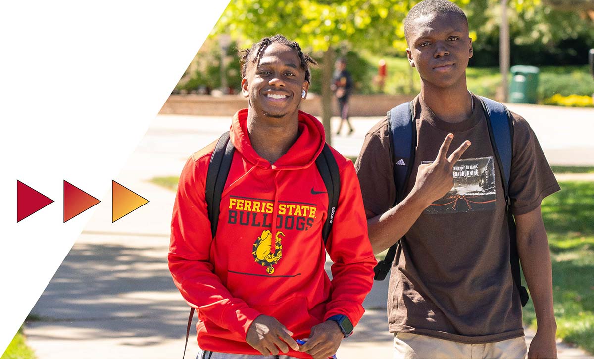 Students on the campus of Ferris State University in Big Rapids MI