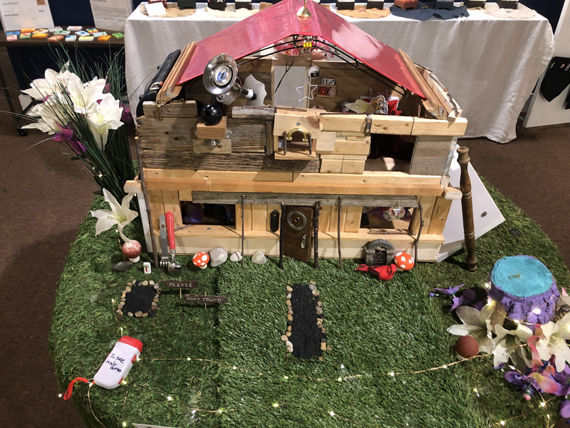 a diorama resembling a country cottage