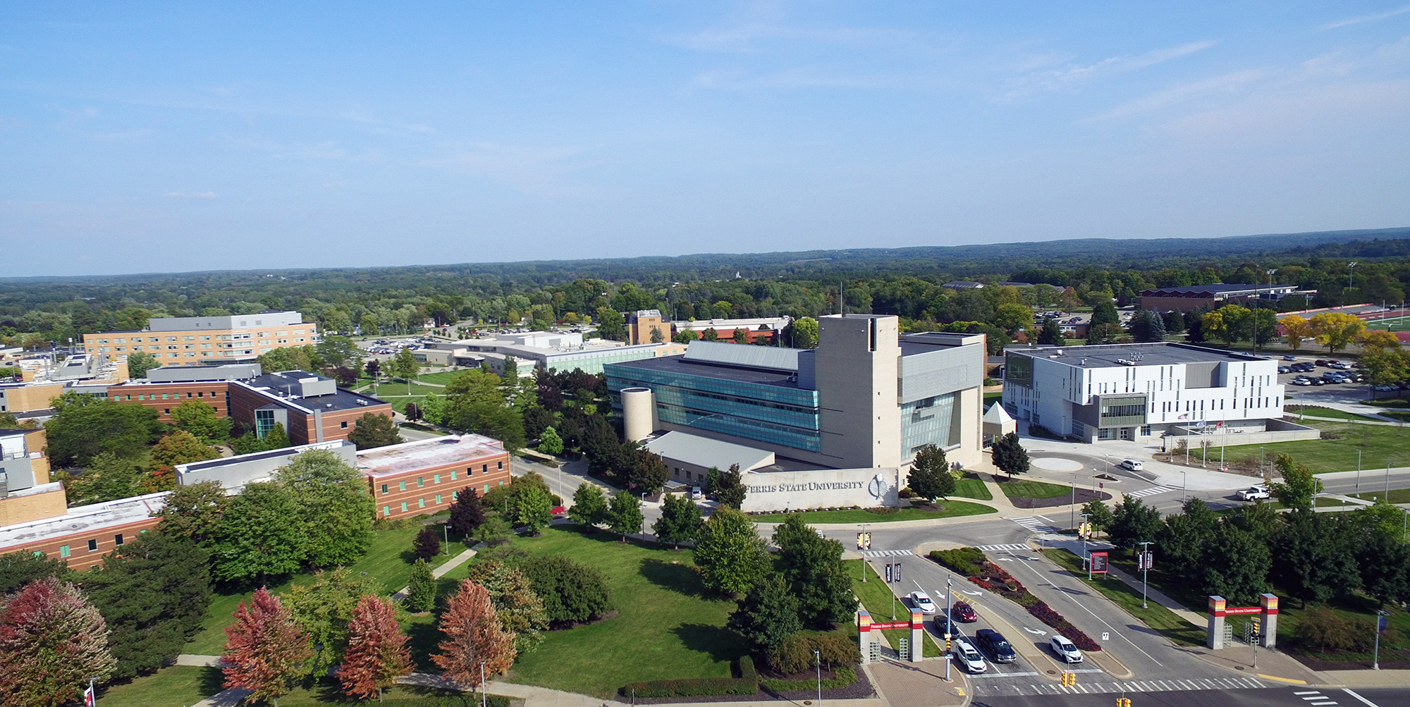 aerial shot of Ferris State in Big Rapids